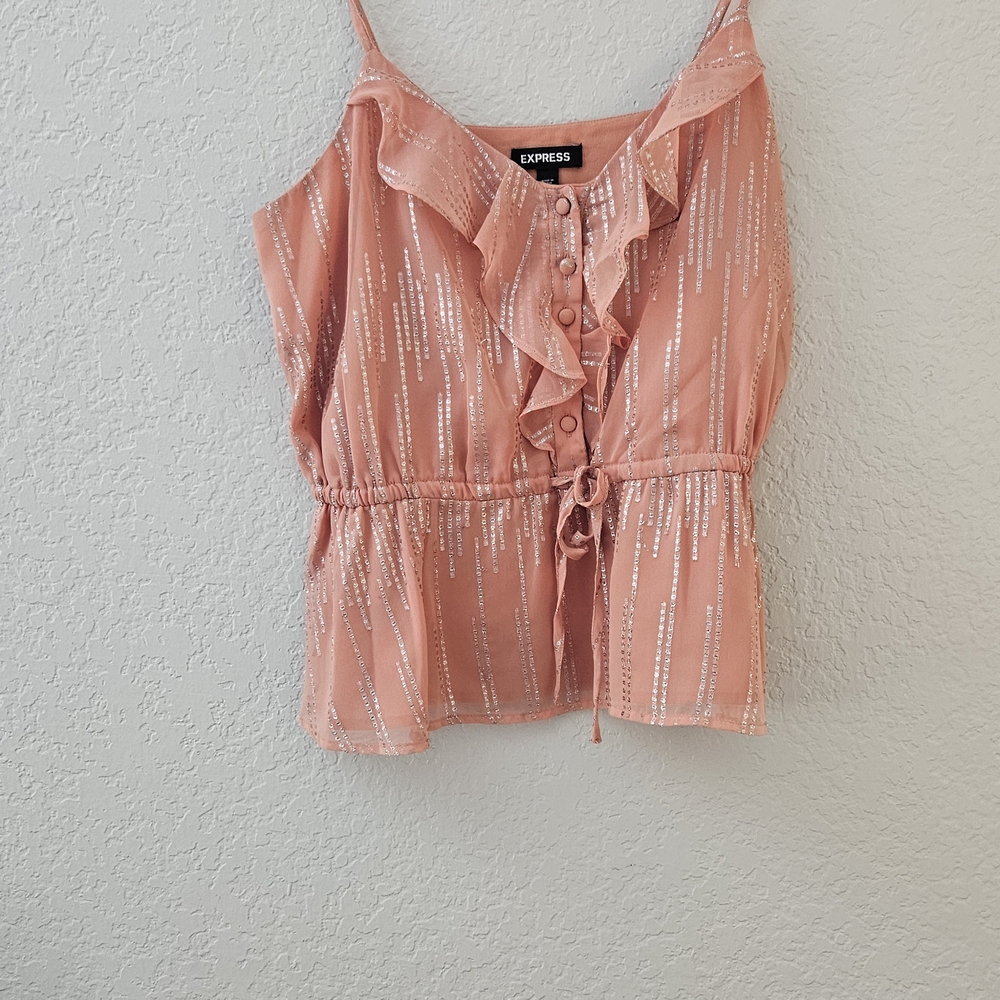 Express Women's Peach Ruffle Blouse